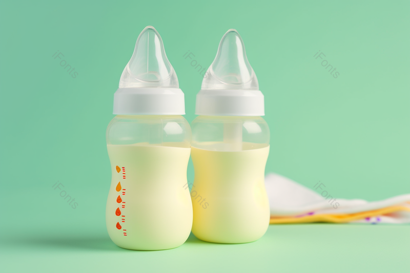 加入奶粉的透明塑料婴儿奶瓶绿色背景,高清,摄影图,摄影图片,图片大全,摄影图免费下载